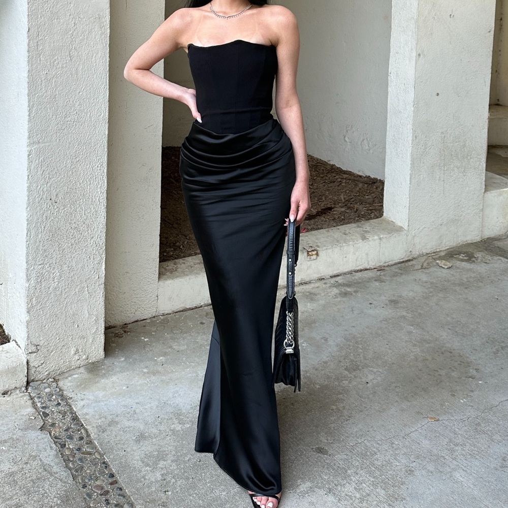 House of CB Persephone Black Strapless Corset Dress